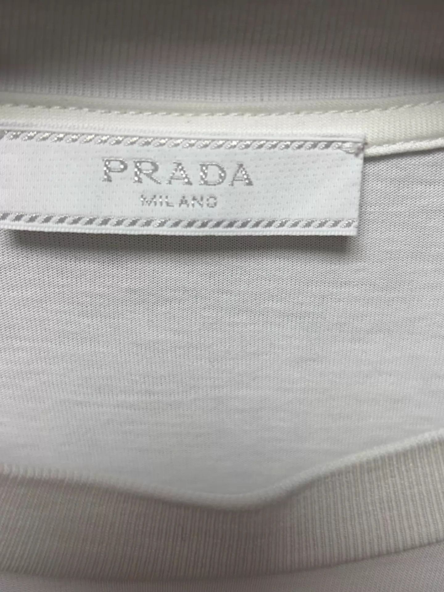 Prada Prada Men's White XL Short Sleeve Logo T-Shirt Size US XL / EU 56 / 4 - 3 Thumbnail