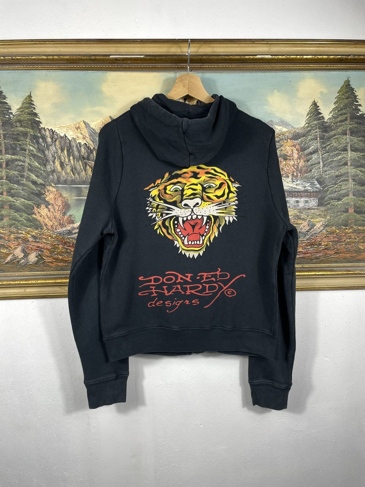 Christian Audigier × Ed Hardy × Vintage Ed Hardy Retro 00s Hoodie With Crystals Affliction Grunge Size US S / EU 44-46 / 1 - 1 Thumbnail