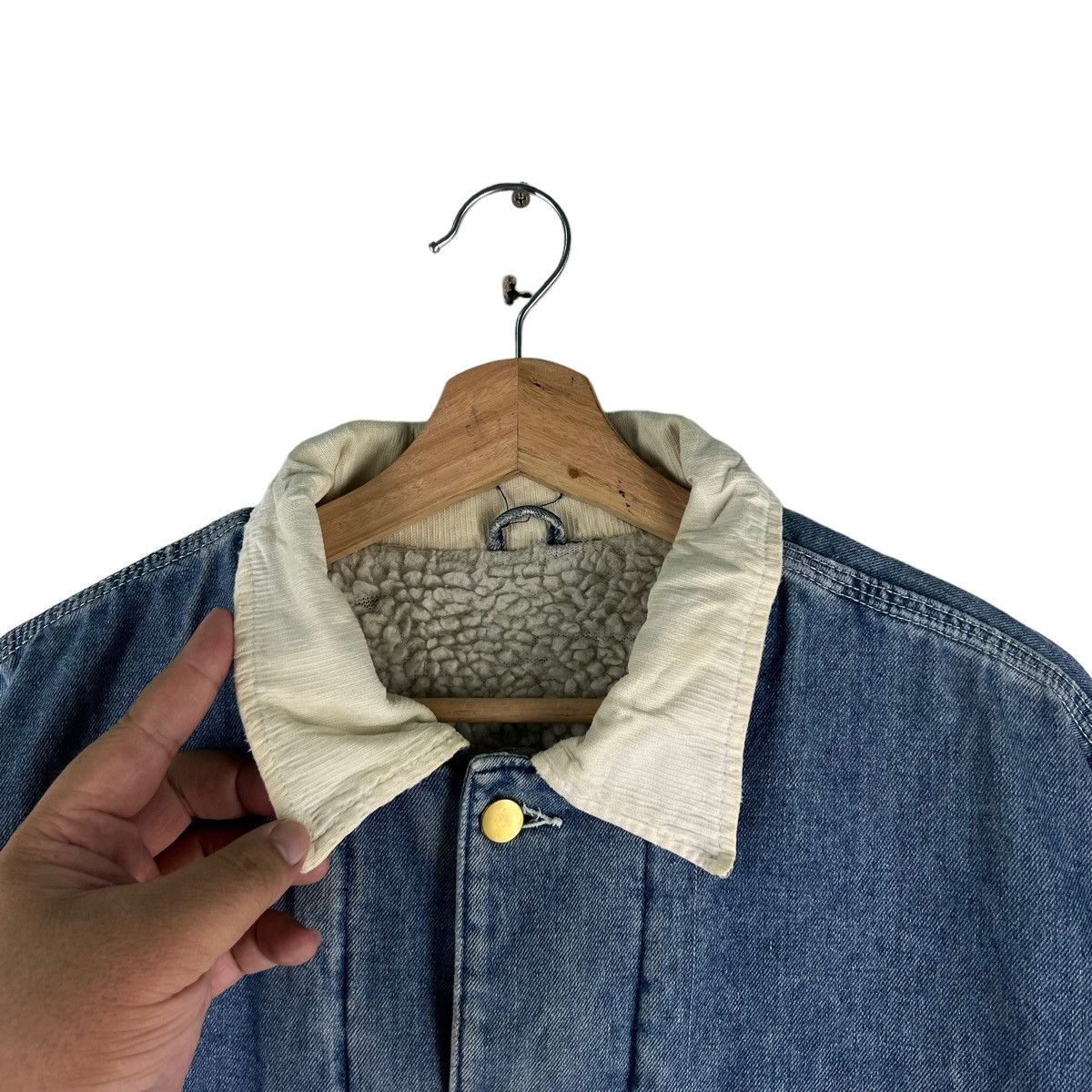 45rpm 🔥VINTAGE CHORE DENIM JACKET DOUBLE POCKET SHEARLING BLANKET Size US L / EU 52-54 / 3 - 6 Thumbnail