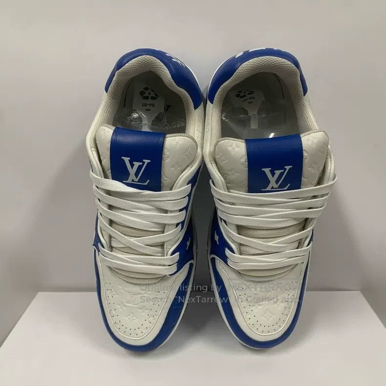 Louis Vuitton Louis Vuitton Trainer white and blue relief shoes Size US 6 / EU 39 - 4 Thumbnail