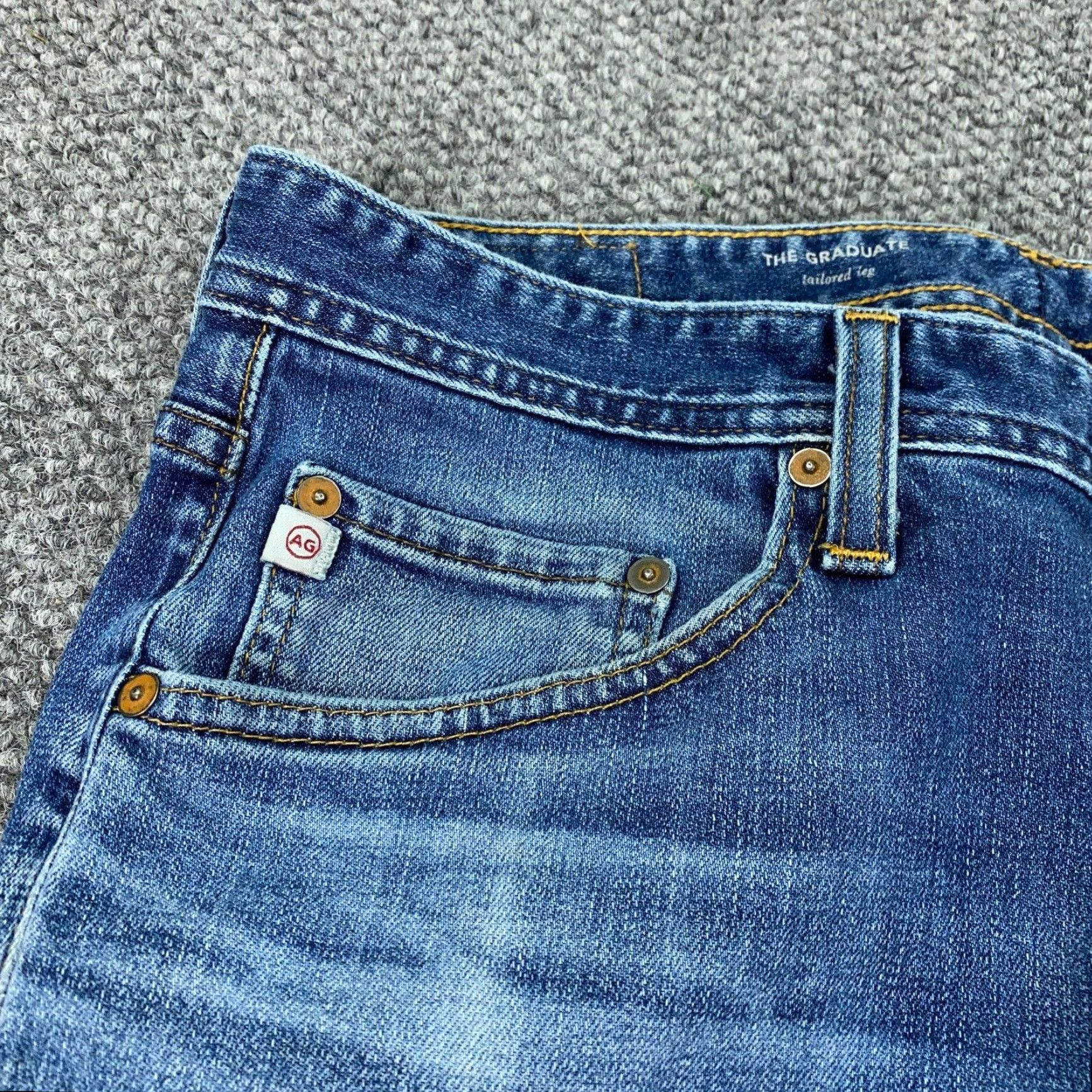 Denime AG Adriano Goldschmied The Graduate Jeans 34 Blue Denim Tailored Leg Mens Size US 34 / EU 50 - 4 Thumbnail