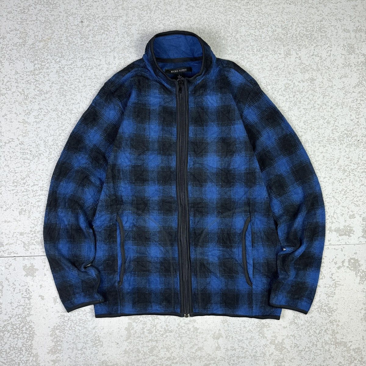 Japanese Brand × Uniqlo 💥Uniqlo Shadow Plaid Micro Fleece Jacket Size US L / EU 52-54 / 3 - 1 Thumbnail