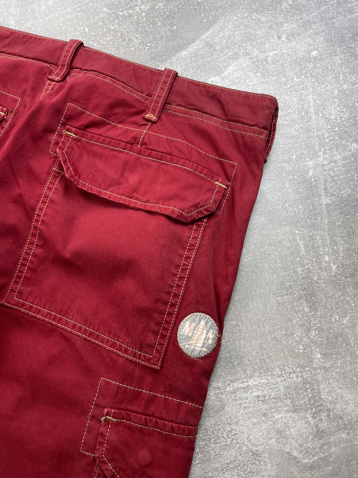 Other Red Y2K Utility Trousers Zip Hem Pockets Vintage Cargo Pants Size US 34 / EU 50 - 3 Thumbnail