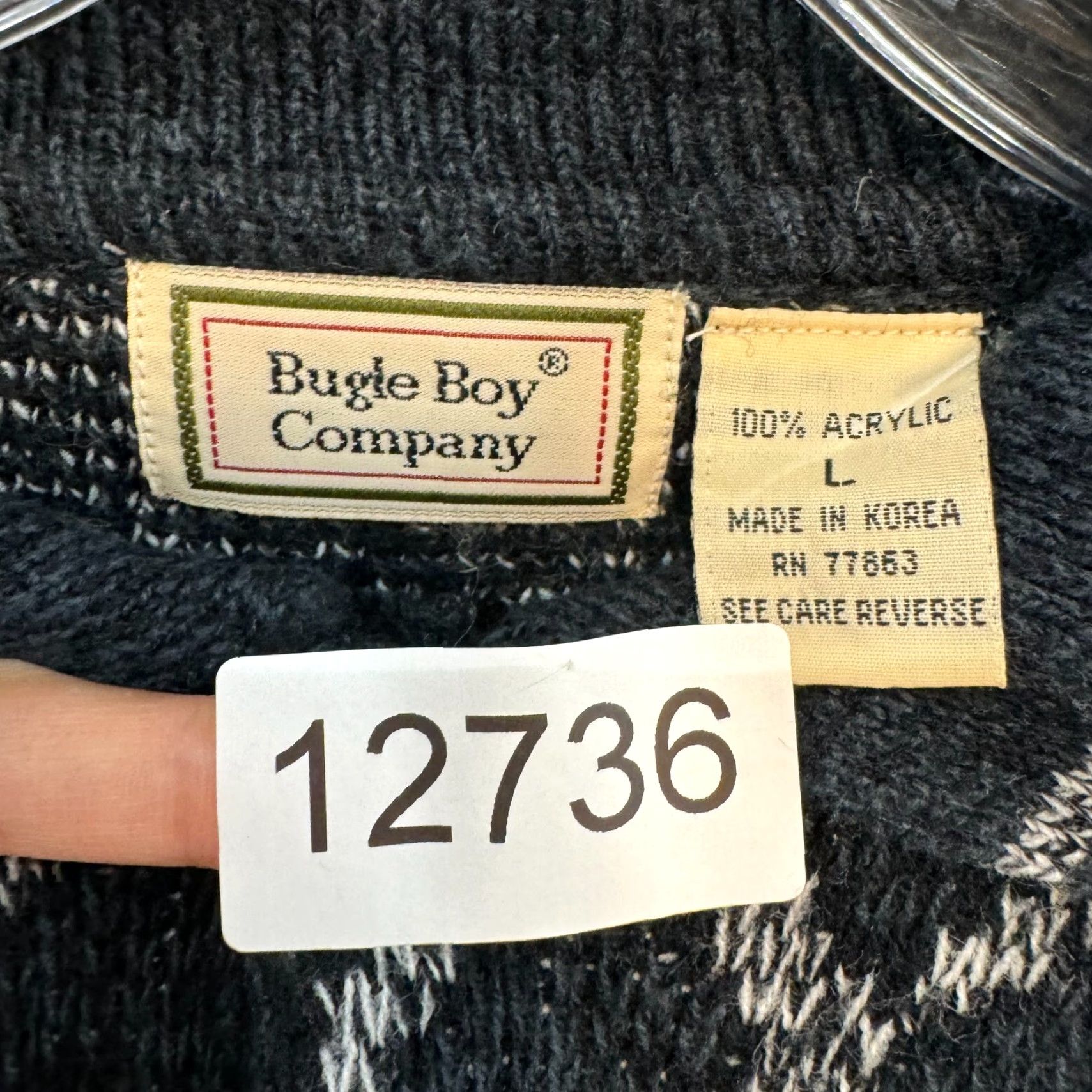 Bugle Boy VINTAGE Bugle Boy Sweater L Mens Geometric 80s 90s Gray Cosby Fresh Prince Grandpa Size US L / EU 52-54 / 3 - 6 Thumbnail