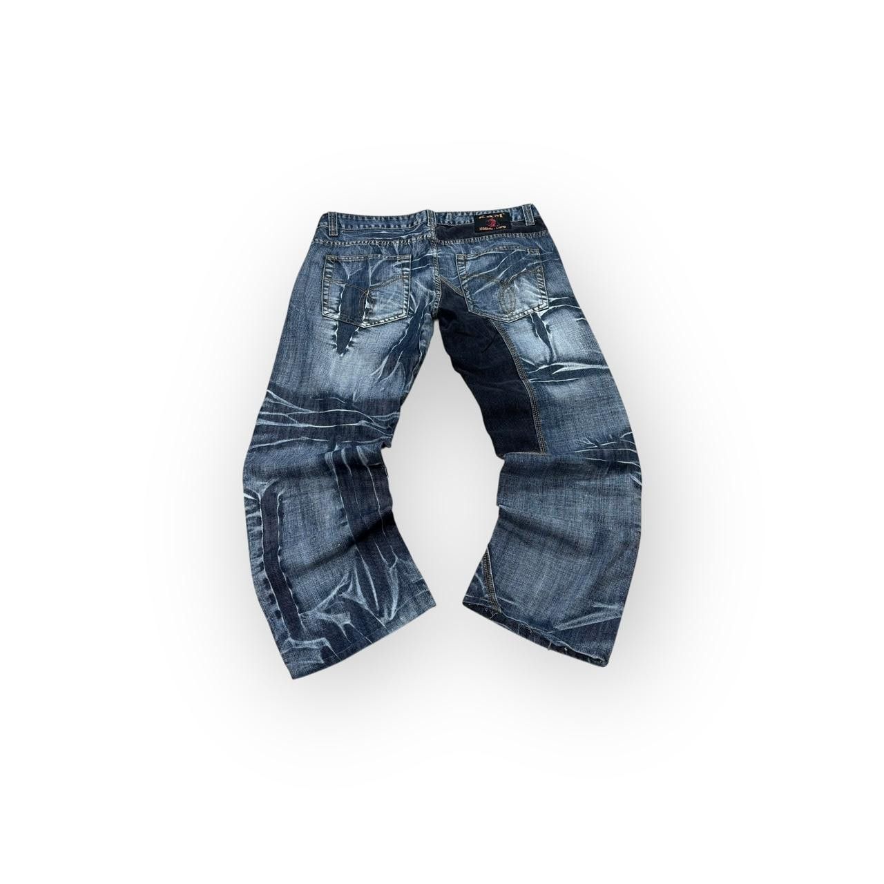 Japanese Brand Y2K Patchwork Distressed Wide-Leg Jeans Size US 34 / EU 50 - 2 Thumbnail