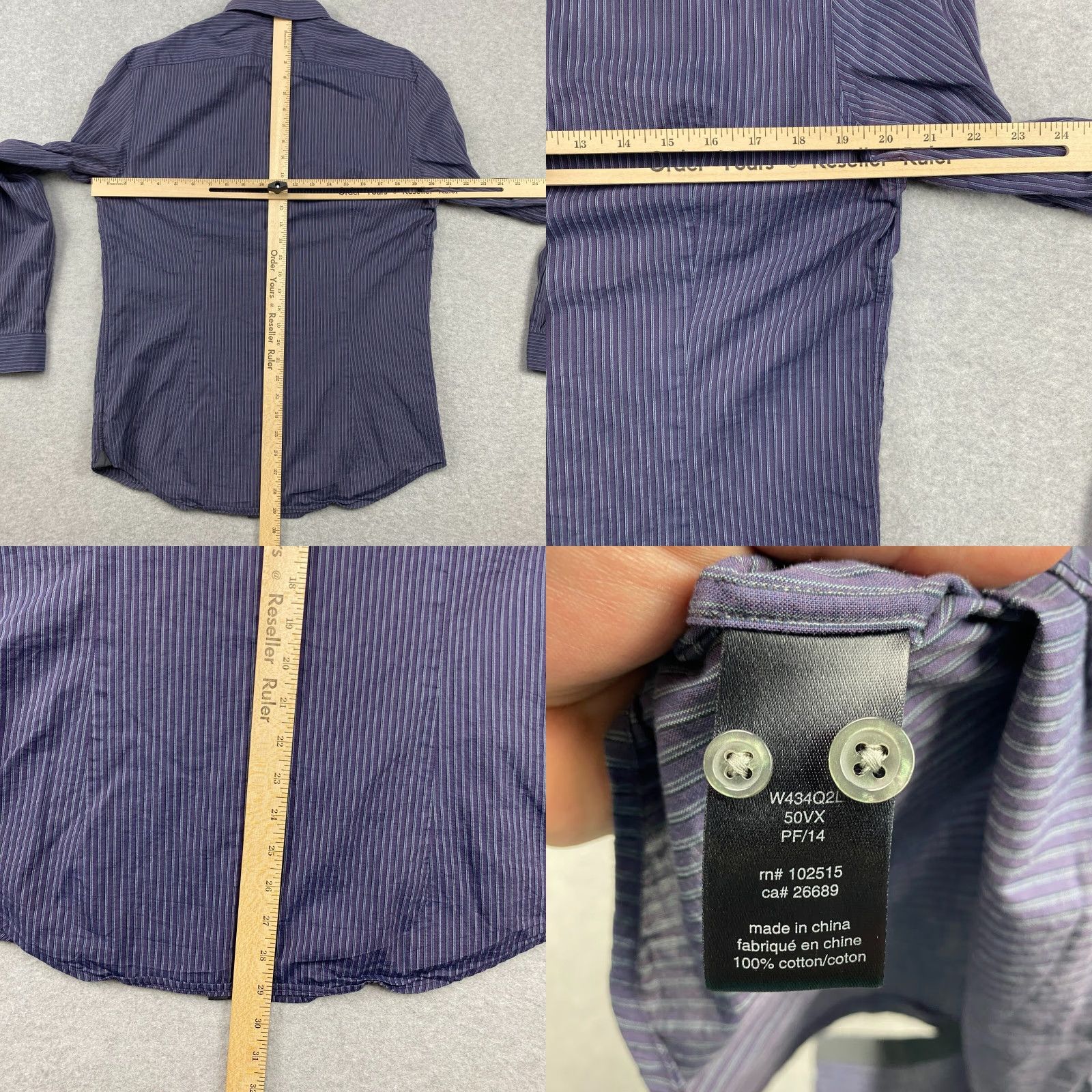John Varvatos John Varvatos USA Luxe Button-Up Shirt Mens Medium M Blue Striped Long Sleeve Size US M / EU 48-50 / 2 - 8 Thumbnail
