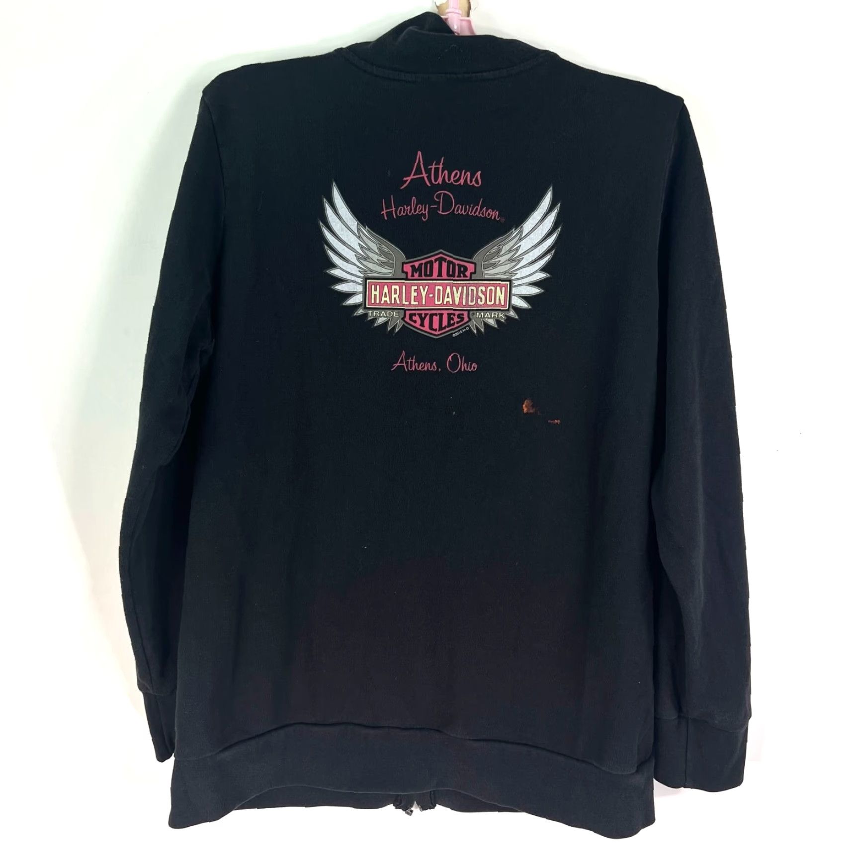 Harley Davidson Harley-Davidson Sweatshirt Full Zip Shirt Womens L Black Graphic Alice in Wonderland 90s Theme Mens/Boys? Size L / US 10 / IT 46 - 4 Thumbnail