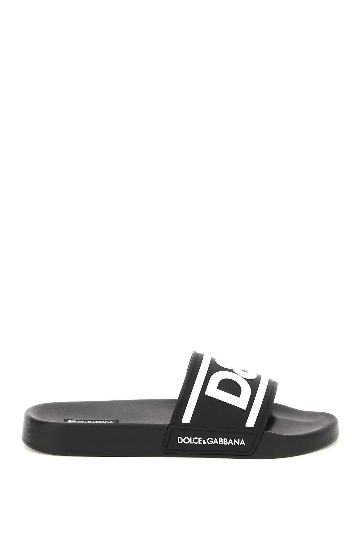 image of Dolce Gabbana O1S22I1N0224 Logo Rubber Slides In Black, Men's (Size 9)