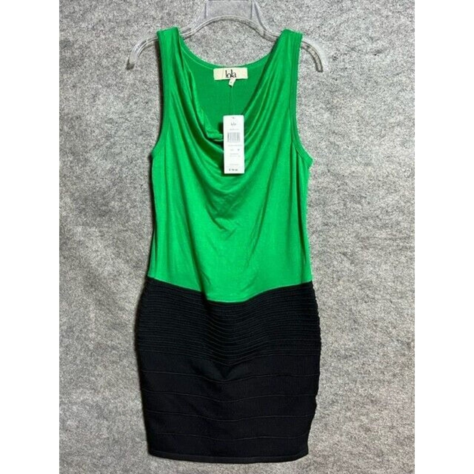Other Lola Dress M Bodycon Mini Rayon Drape Neck Green Black Size M / US 6-8 / IT 42-44 - 1 Thumbnail