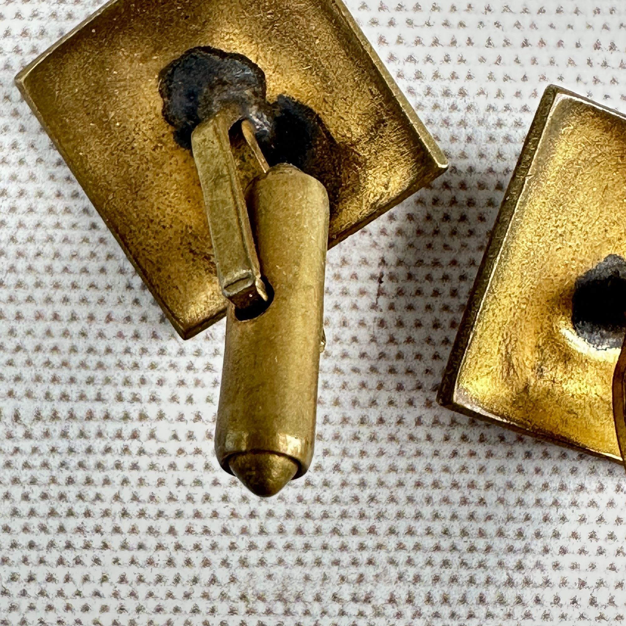 Vintage 1960s Brass Face Brutalist Cufflinks Artisan Size ONE SIZE - 4 Thumbnail