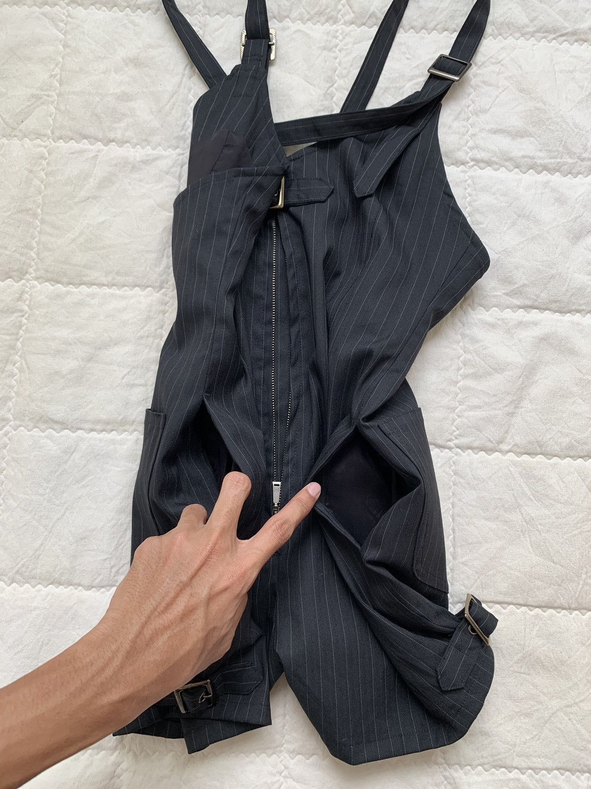 Japanese Brand Alice Auaa Gothic Pinstripe Romper Size 27" / US 4 / IT 40 - 14 Thumbnail