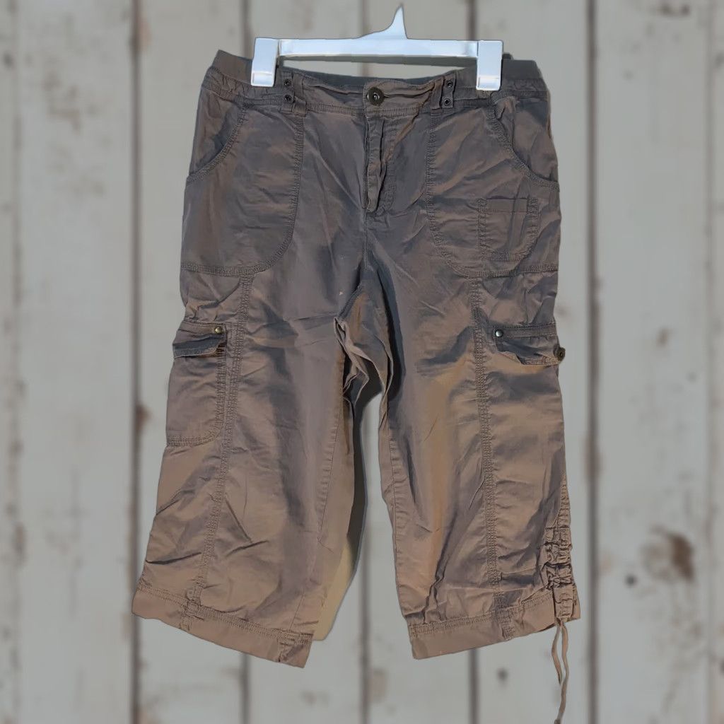 Vintage Cato Cargo Cropped Pants Women Size 14 Gray Cotton Spandex Casual Spring Summer Size 36" / US 14 / IT 50 - 1 Thumbnail