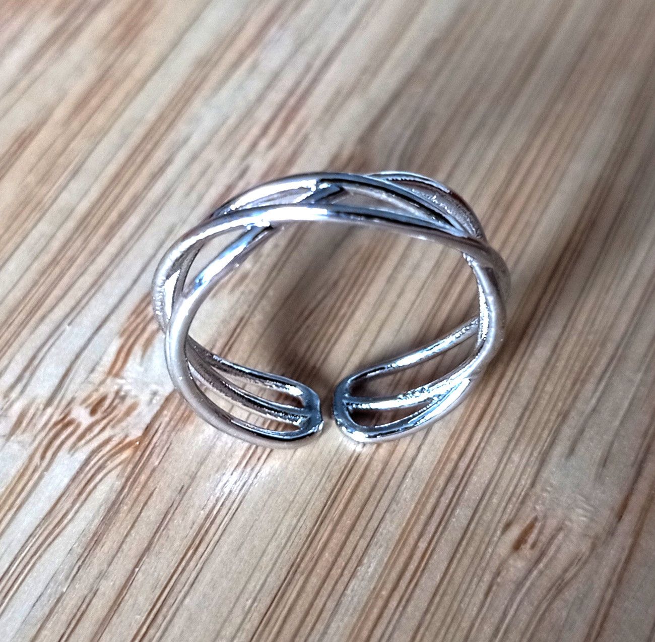 Designer × Vintage Punk Goth Shine Asymmetric Stripes Cross Silver Ring Unique Size ONE SIZE - 5 Thumbnail