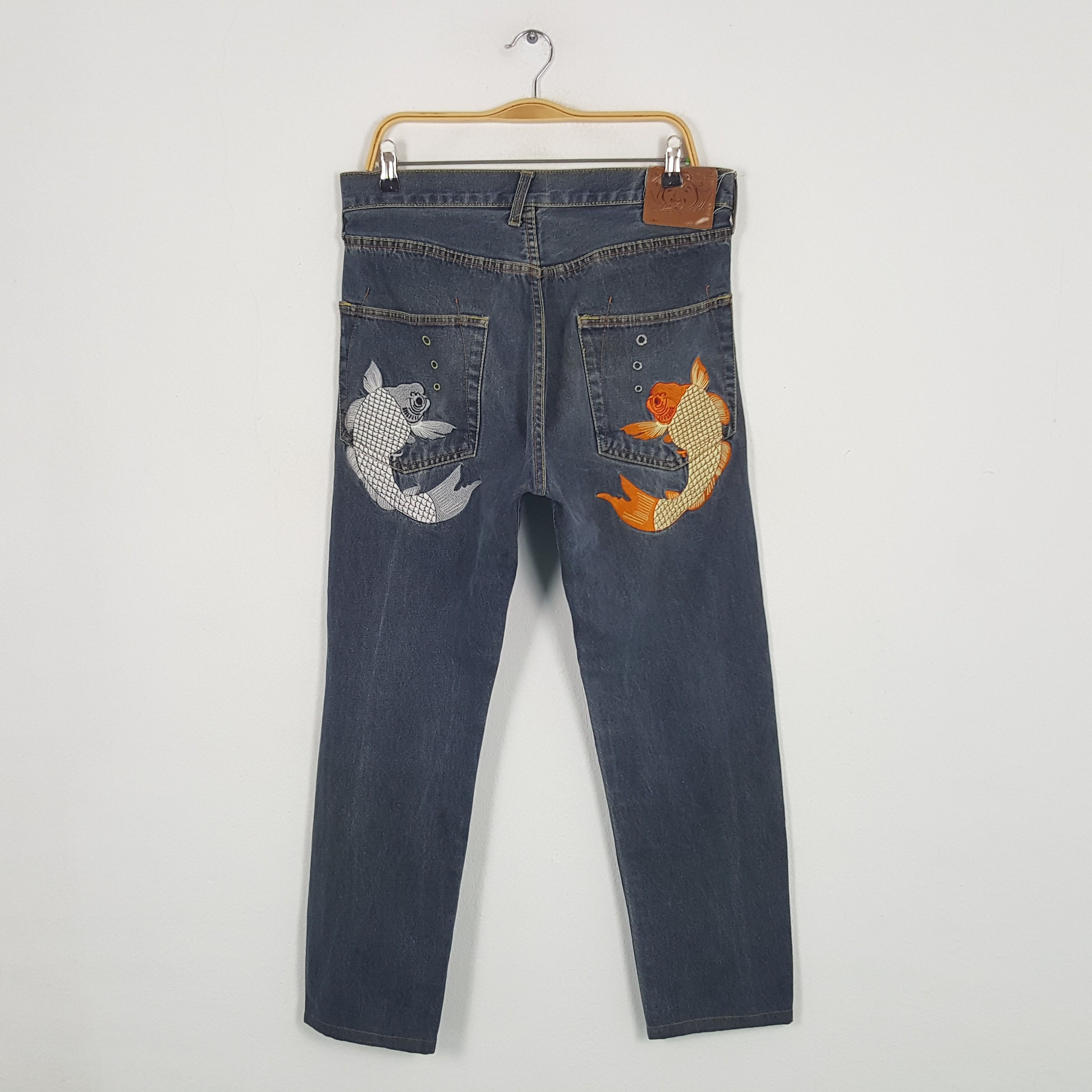Japanese Brand × Vintage Vintage Evisu Japanese Brand Daicock Custom Art Denim Jeans Size US 33 - 4 Thumbnail