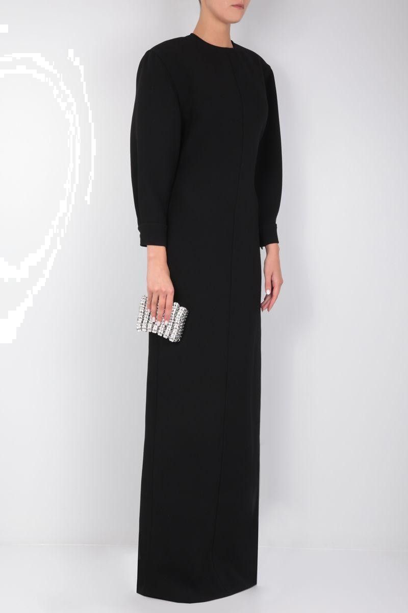 Saint Laurent Paris o1s1wg110924 Long Dress In Crepe in Black Size M / US 6-8 / IT 42-44 - 5 Thumbnail