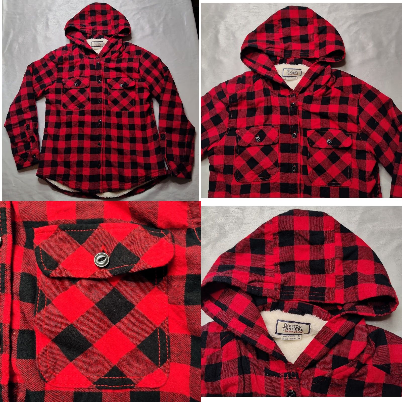 Lumberjack Boston Traders Shacket Women Small Hooded Sherpa Lined Plaid Lumberjack Red Size S / US 4 / IT 40 - 8 Thumbnail