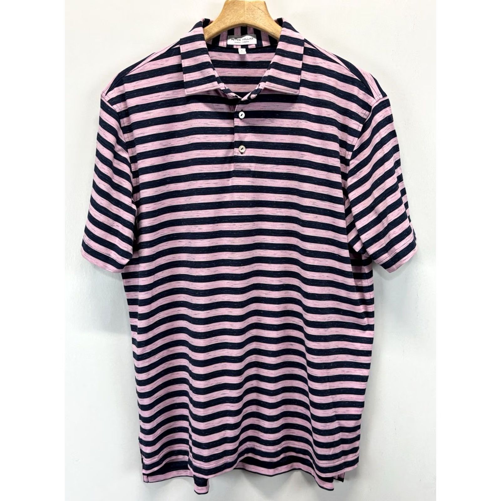 Peter Millar Peter Millar Summer Crown Polo Shirt Men’s L Pink Navy Striped Golf Preppy Size US L / EU 52-54 / 3 - 2 Thumbnail