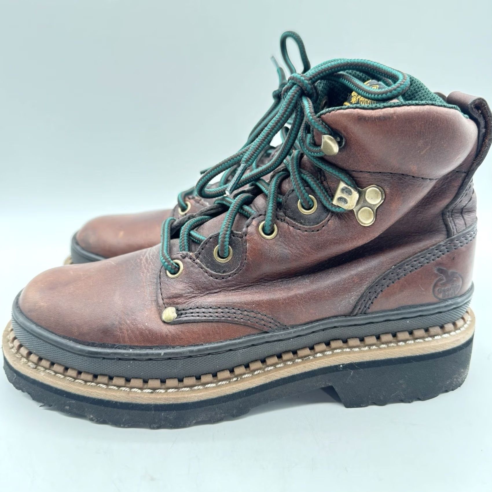 Vintage Georgia Boot Work Boot F243-05 Leather Steel Toe Lace-up Round Toe Brown Men 7 Medium Vintage No F2413-05 Size US 7 / EU 40 - 3 Thumbnail