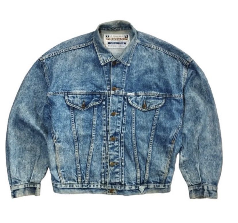image of Vintage Guess Usa Denim Jacket in Blue Wash, Men's (Size Large)