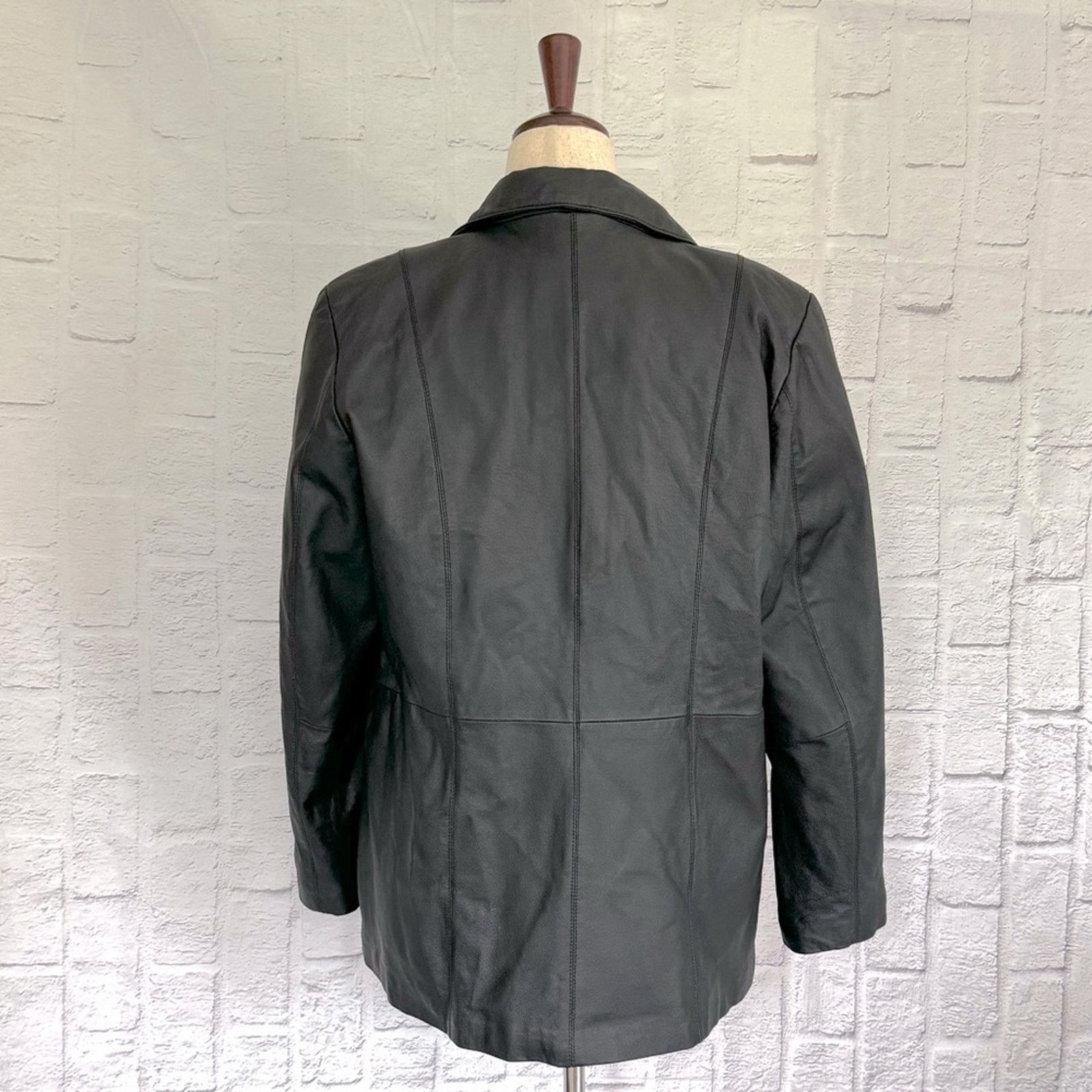 Vintage 100% Leather Vintage Style Blazer. DIALOGUE Leather Jacket Size L / US 10 / IT 46 - 2 Thumbnail