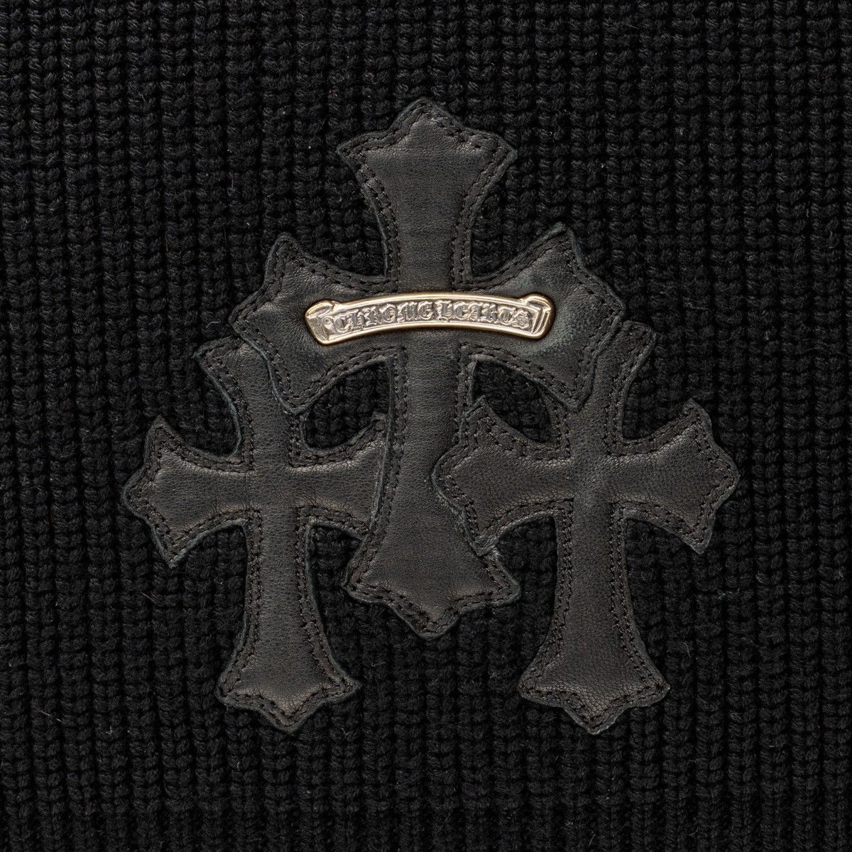 Chrome Hearts Leather Cemetery Cross Patch Quarter Zip Sweatshirt Black Size US S / EU 44-46 / 1 - 3 Thumbnail