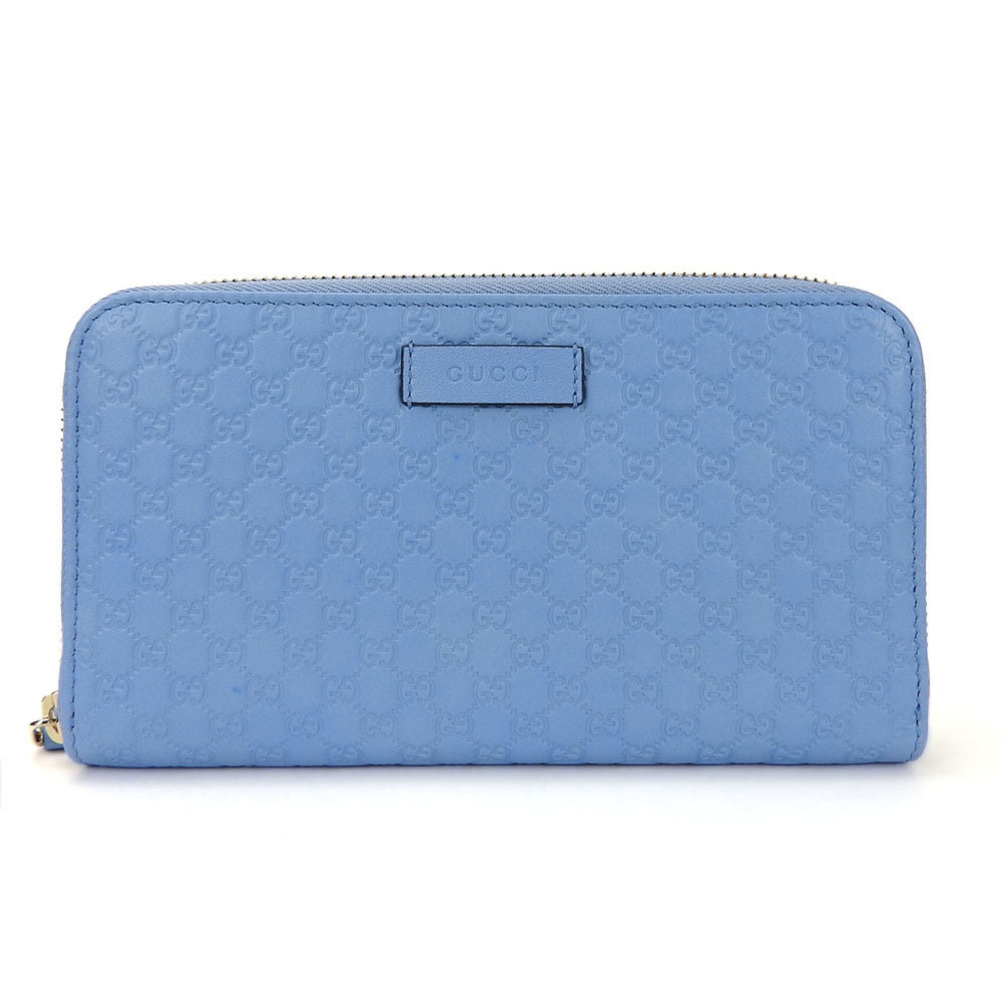 image of Gucci Round Long Wallet 449391 Guccisima Micro GG Light Blue Accessories Women's Gucci Zip Around L