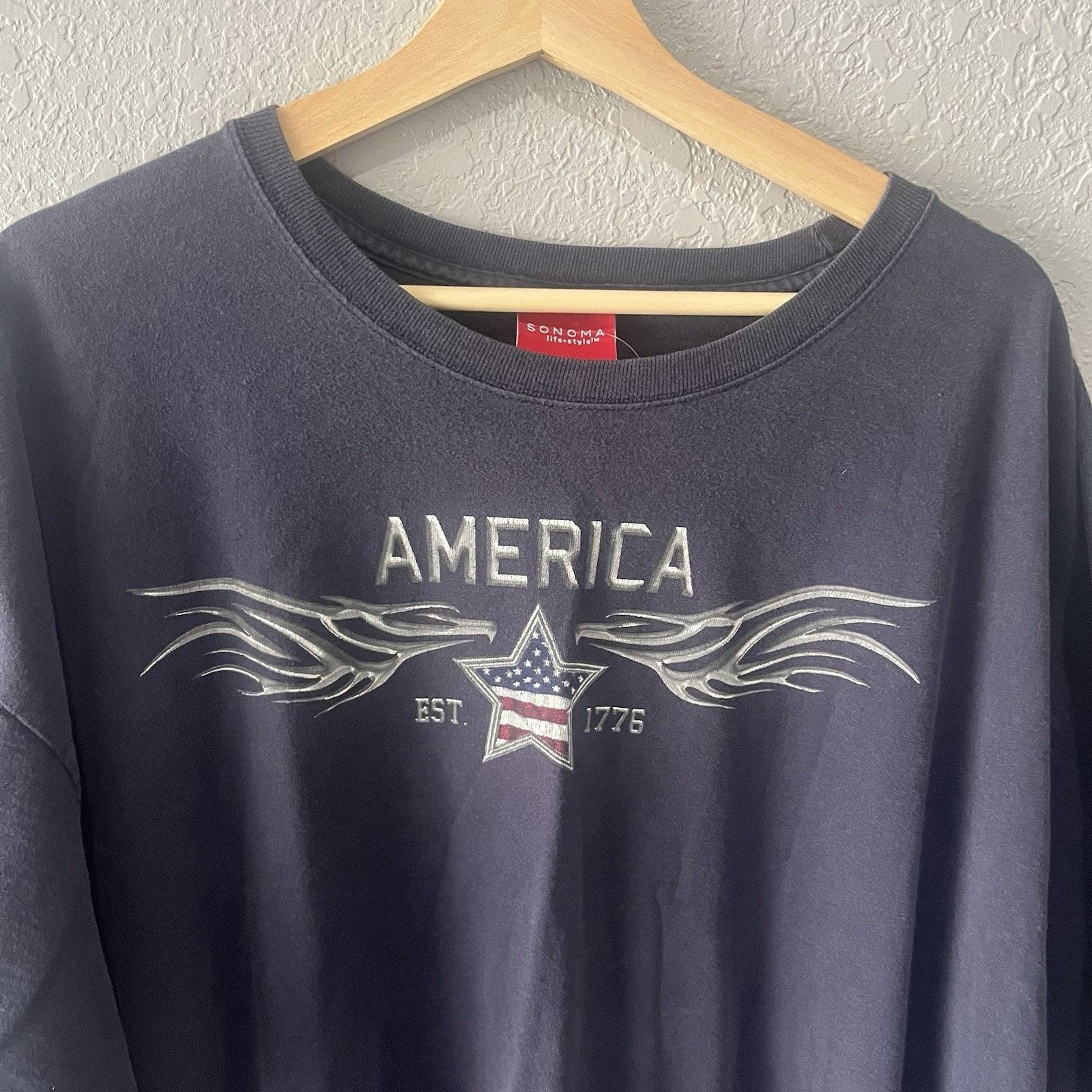 Sonoma Vintage Navy Chrome Flame Biker Tshirt Men’s XXL short Sleev Size US XXL / EU 58 / 5 - 2 Thumbnail