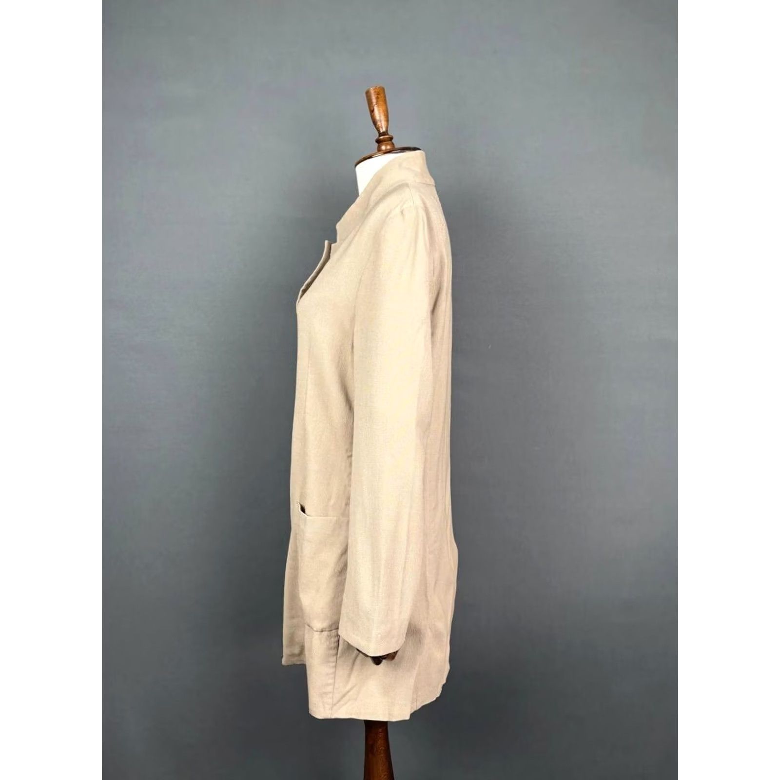 Boglioli Boglioli Trench Coat Brown Long Sleeve High Neck Pockets Button Womens One Size Jacket Size ONE SIZE - 3 Thumbnail