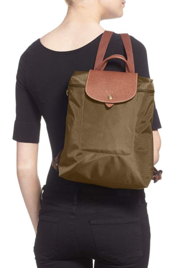 Longchamp shops Le Pliage Nylon Backpack Khaki