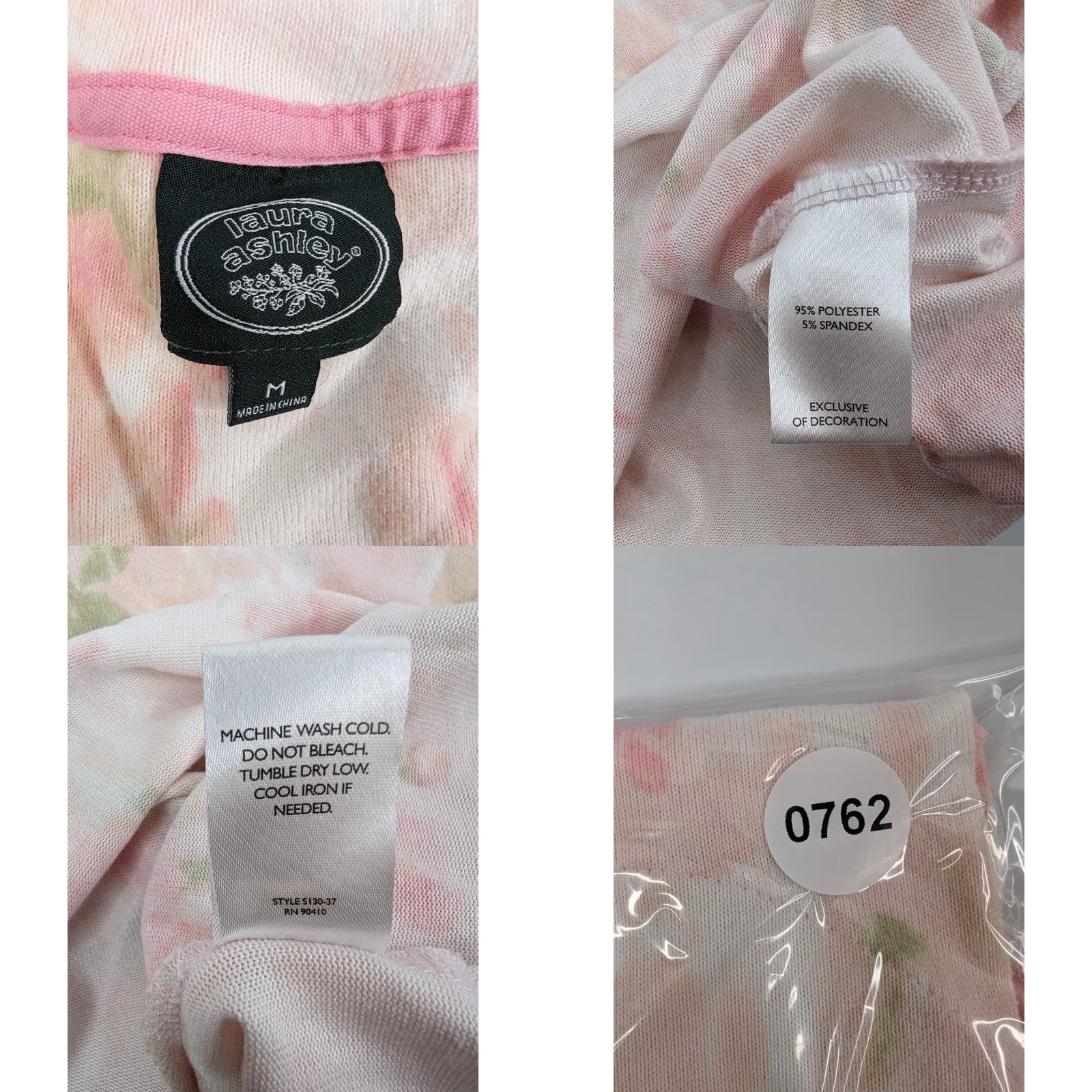 Laura Ashley Laura Ashley Pajamas Shirt Sleepshirt Women's Medium Pink Floral V-Neck Short Sleeve Pullover Polyester/Cotton Dream Shirt Womens Size ONE SIZE - 8 Thumbnail