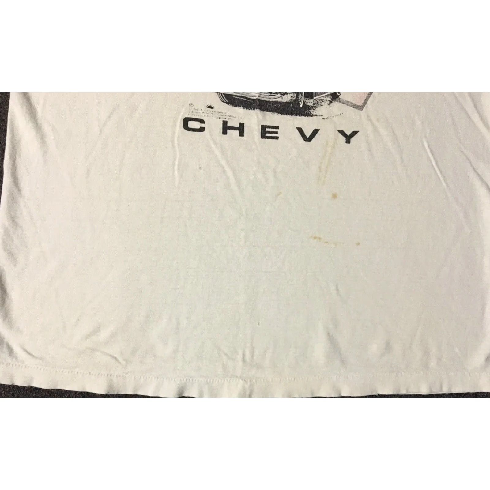 Thrasher VINTAGE 90s Chevrolet 57 Chevy Thrashed Faded Distressed Shirt XL Car Racing Grunge 80s USA Men Short Sleeve White Single Stitch T-Shirt XL Car Size US XL / EU 56 / 4 - 5 Thumbnail