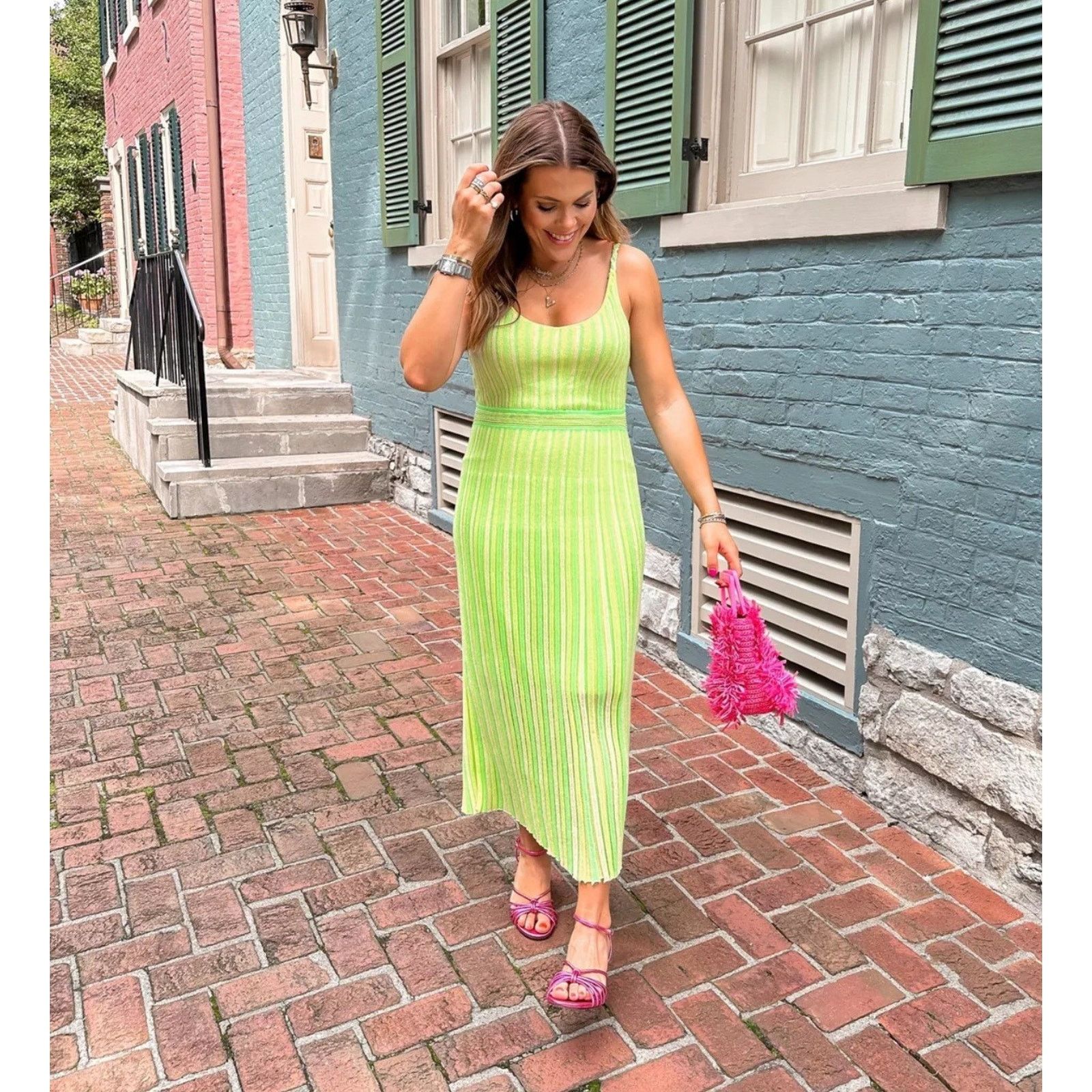 J.Crew J Crew Limited Edition Crochet Midi Striped Sweater Dress M Size M / US 6-8 / IT 42-44 - 2 Thumbnail