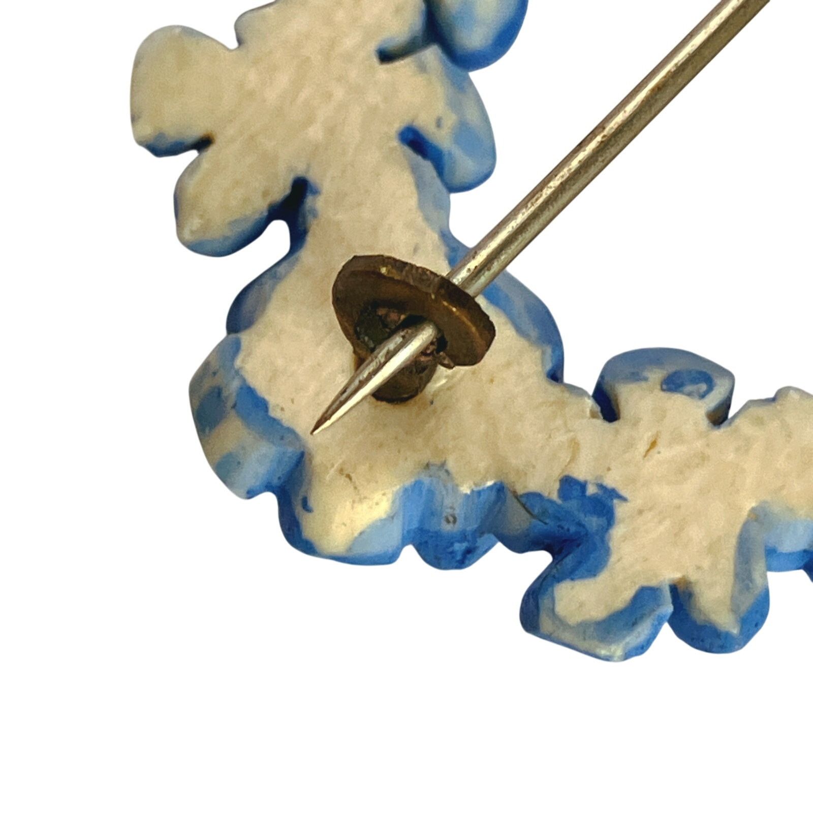 Vintage Vintage 1940s Hand Painted Brooch Blue Forget Me Not Wreath Size ONE SIZE - 7 Thumbnail