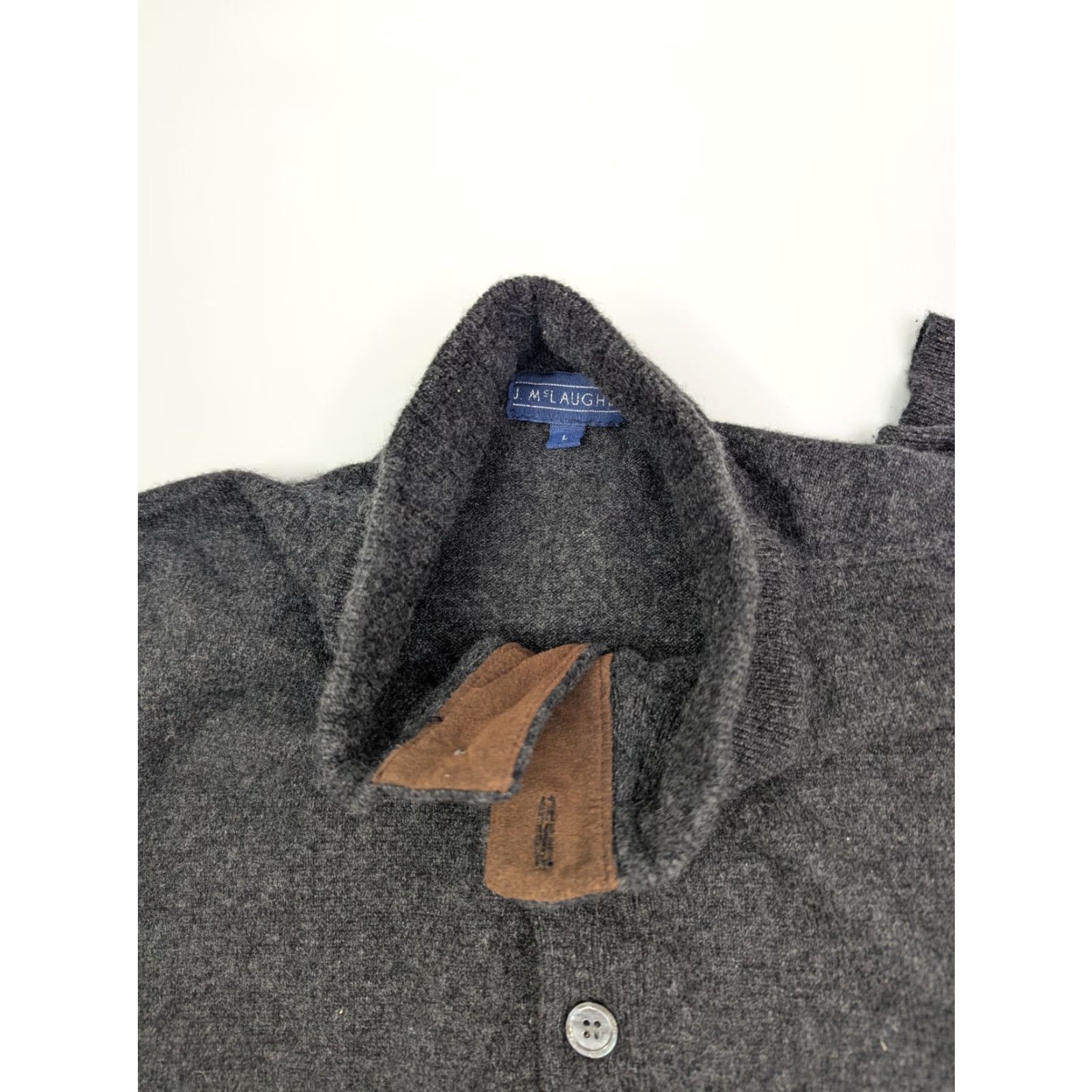 J.McLaughlin J. McLaughlin Grey Cashmere Blend 1/4 Button Pullover Mock Neck Sweater Size L Size US L / EU 52-54 / 3 - 7 Thumbnail