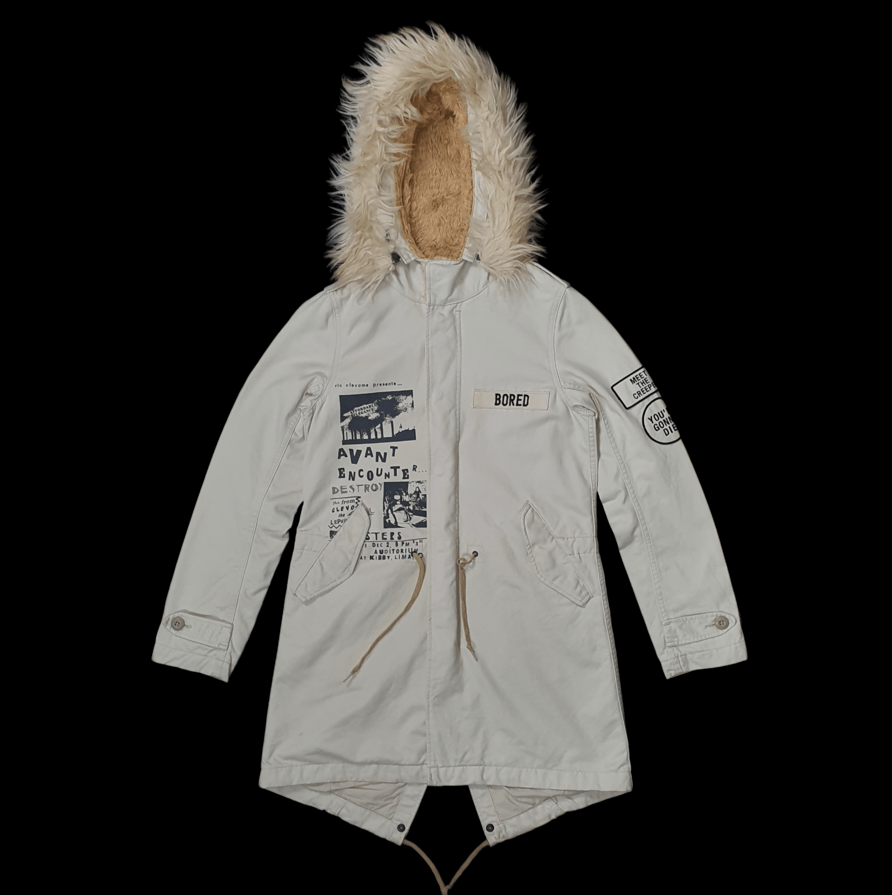 image of Hysteric Glamour X Destroy All Monsters Parka Fur Jacket in Brown, Women's