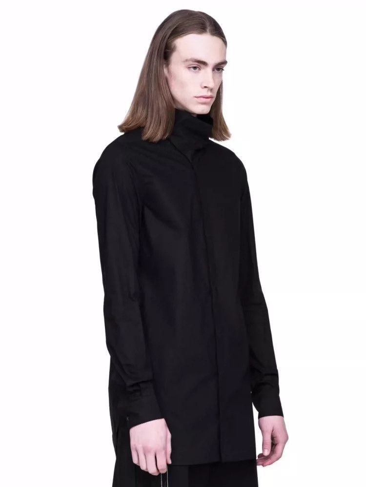 Rick Owens rick owens high collar shirt with leather detail-2508 Size US M / EU 48-50 / 2 - 6 Thumbnail