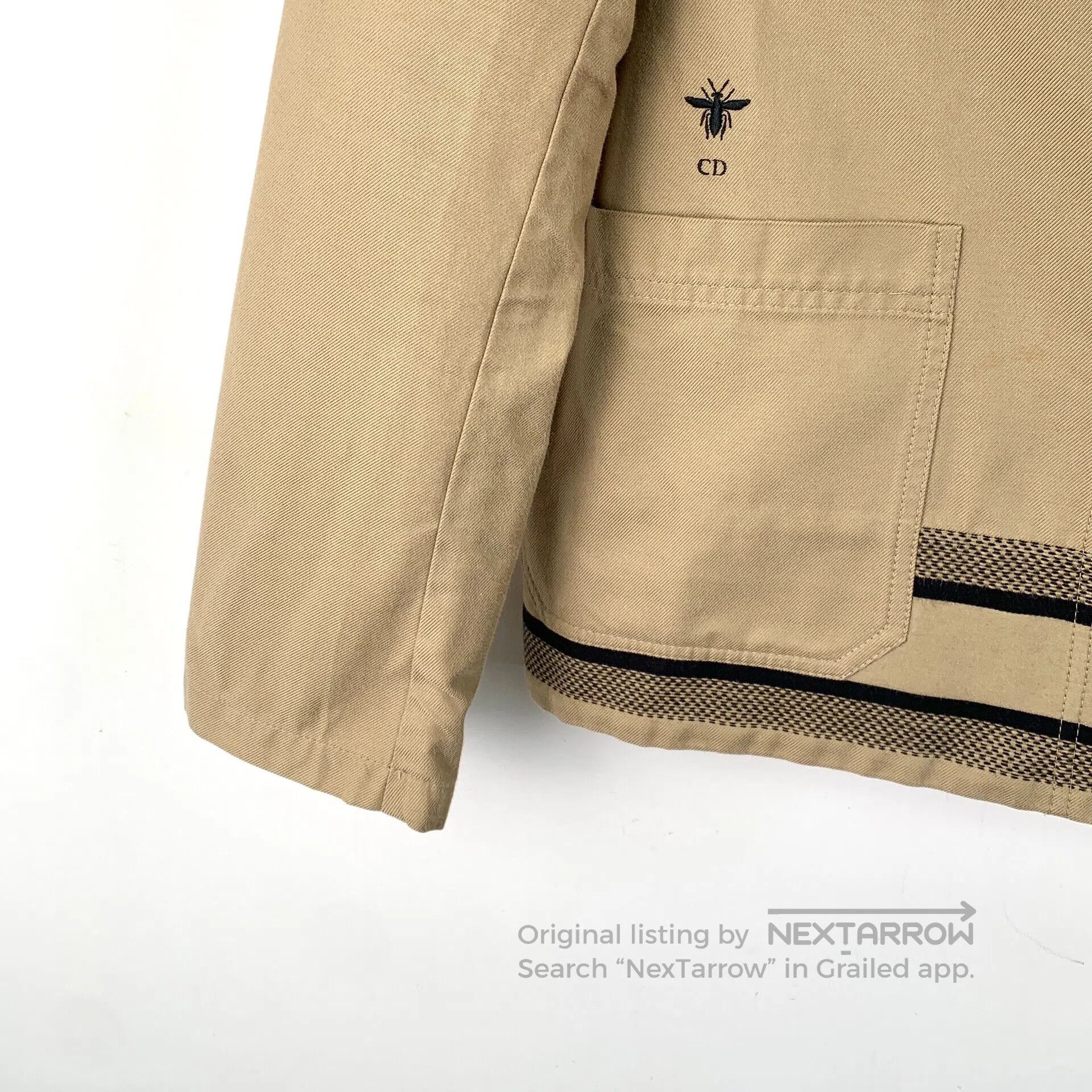Dior Dior Brown Bee Embroidered Cotton Collar Single Button Lon Size XXS / US 00 / IT 34 - 4 Thumbnail