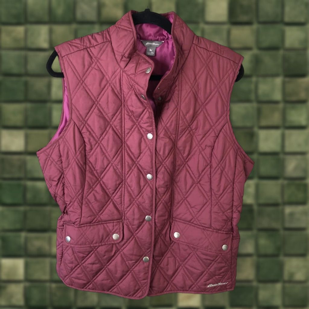 Eddie Bauer VEST Eddie Bauer Womens XXL Pink Quilted Snap Front Pockets Insulated Outdoor Size XXL / US 16-18 / IT 52-54 - 1 Thumbnail