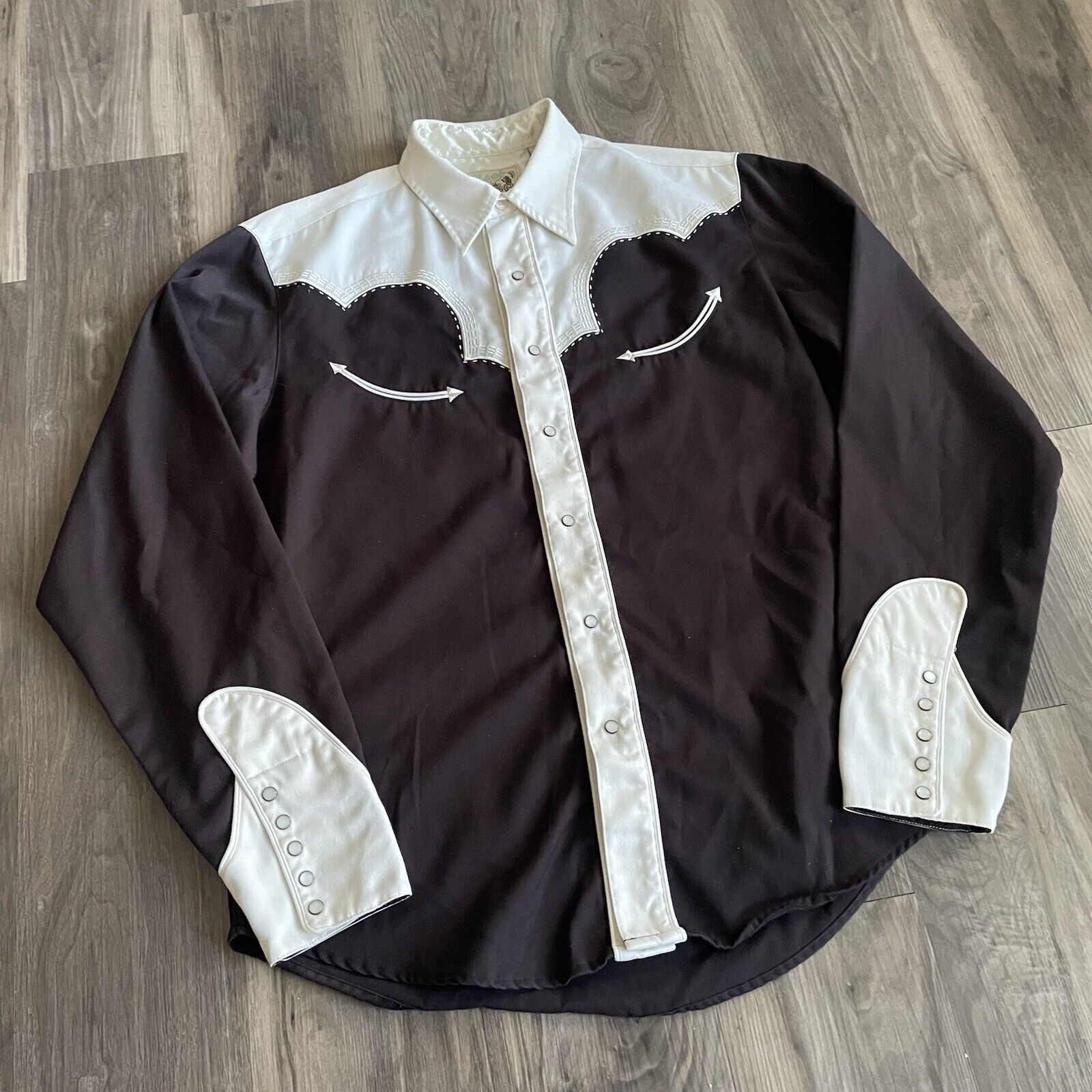 Roper Roper Western Shirt Mens Size M Black White Long Sleeve Size US M / EU 48-50 / 2 - 2 Thumbnail