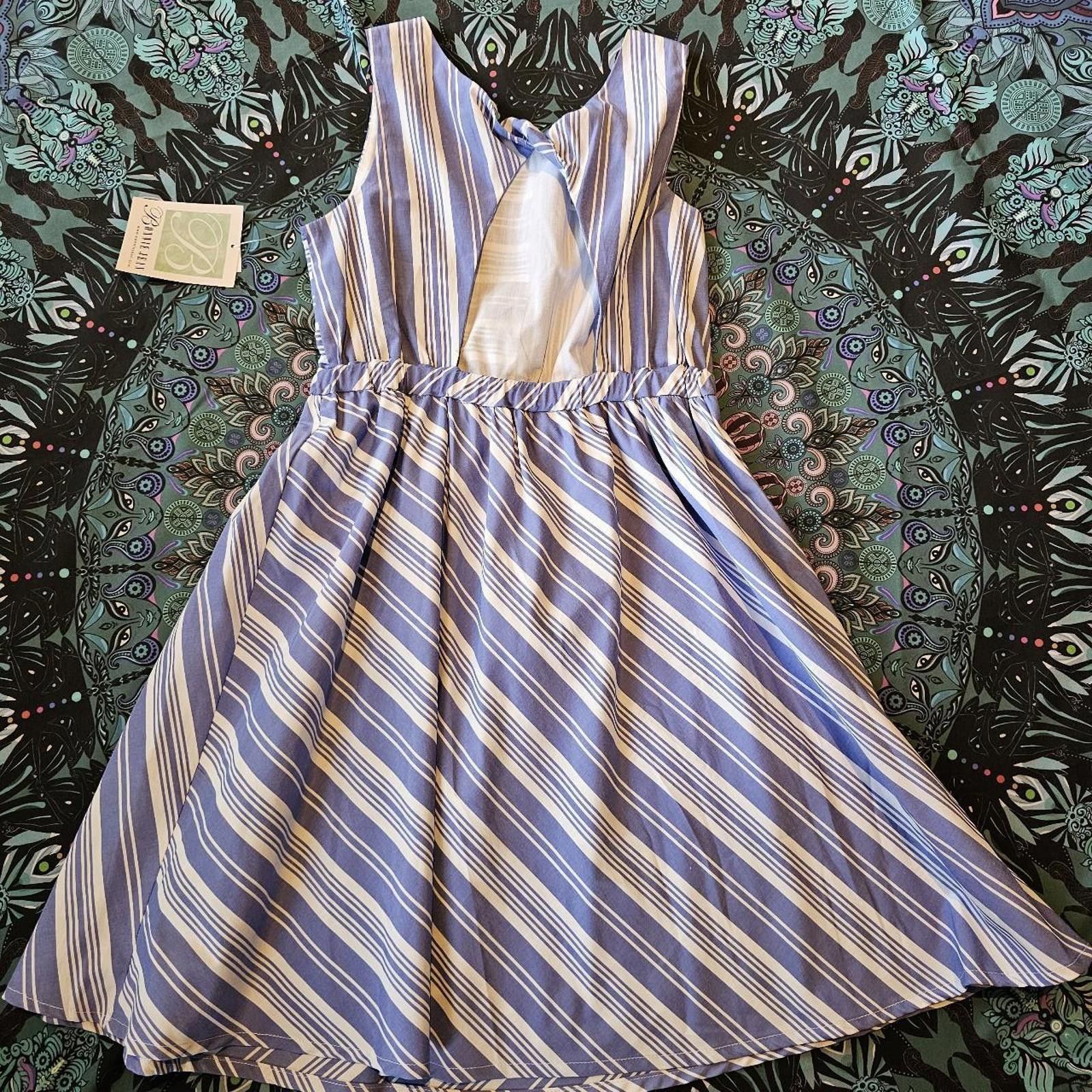 Designer Bonnie Jean Kid's White and Blue Dress NWT Size ONE SIZE - 5 Thumbnail