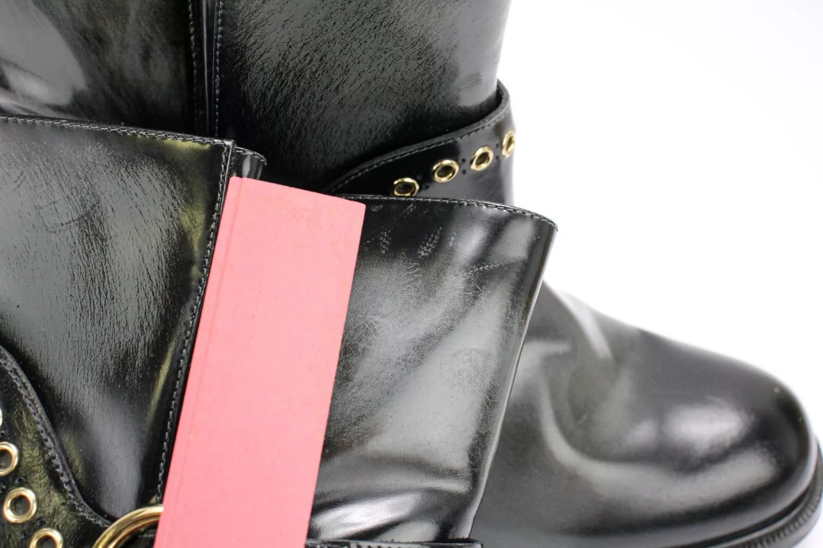 Salvatore Ferragamo SALVATORE FERRAGAMO Women EU 40.5 Biker Patent Leather Boots Size US 10.5 / IT 40.5 - 15 Thumbnail
