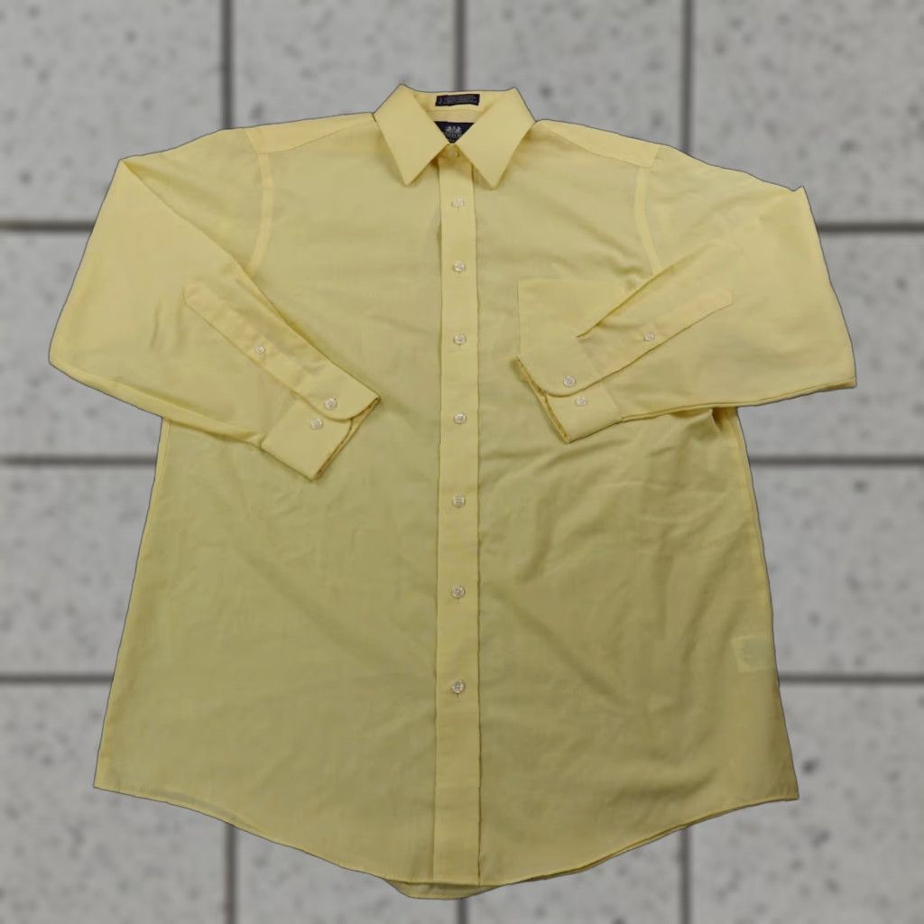 Stafford VTG Stafford Dress Shirt Mens 16 32/33 L Yellow Long Sleeve Button Up Wrinkle Free Size US L / EU 52-54 / 3 - 1 Thumbnail
