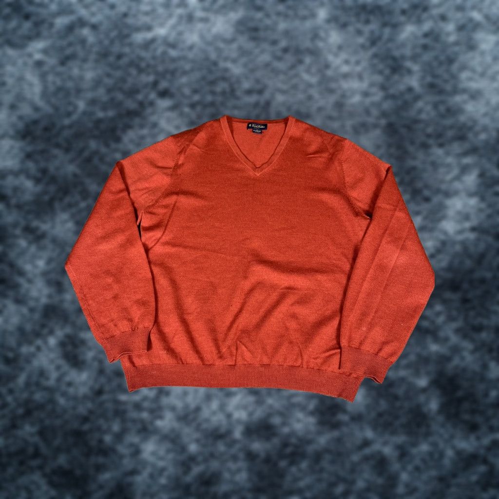 Brooks Brothers Brooks Brothers V-Neck Sweater Mens XL Merino Wool Burnt Orange Pullover Knit Tight-Knit Regular Long Sleeve Size US XL / EU 56 / 4 - 1 Thumbnail