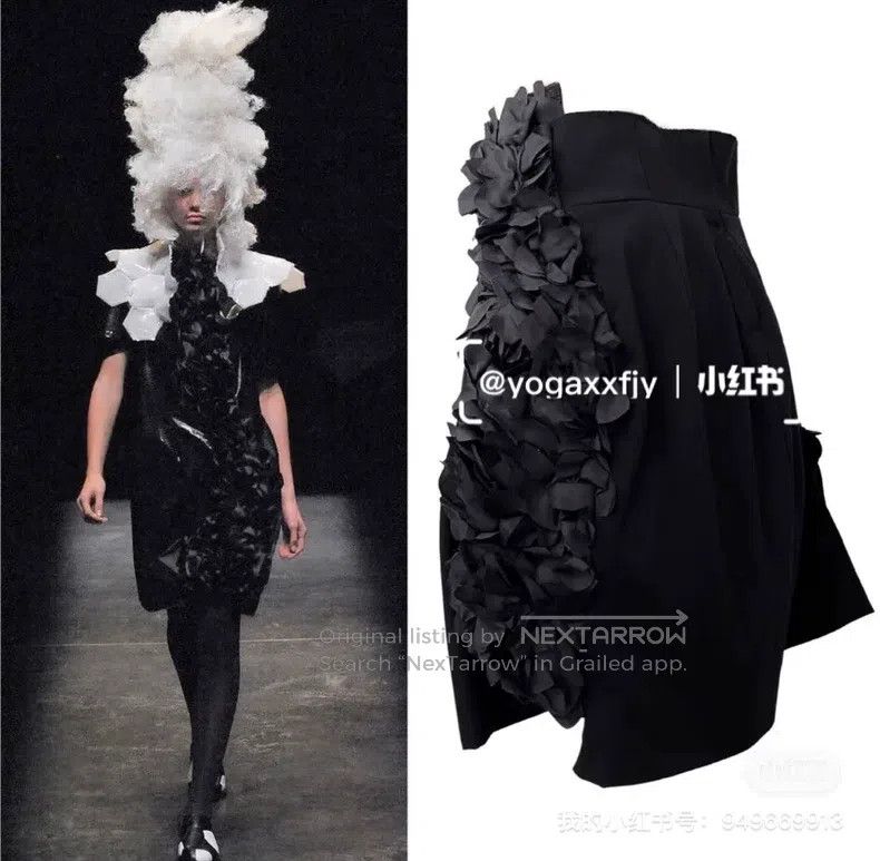 Comme des Garcons Comme Des Garcons size S Black Rose Decorated Skirt Size 22" - 1 Thumbnail