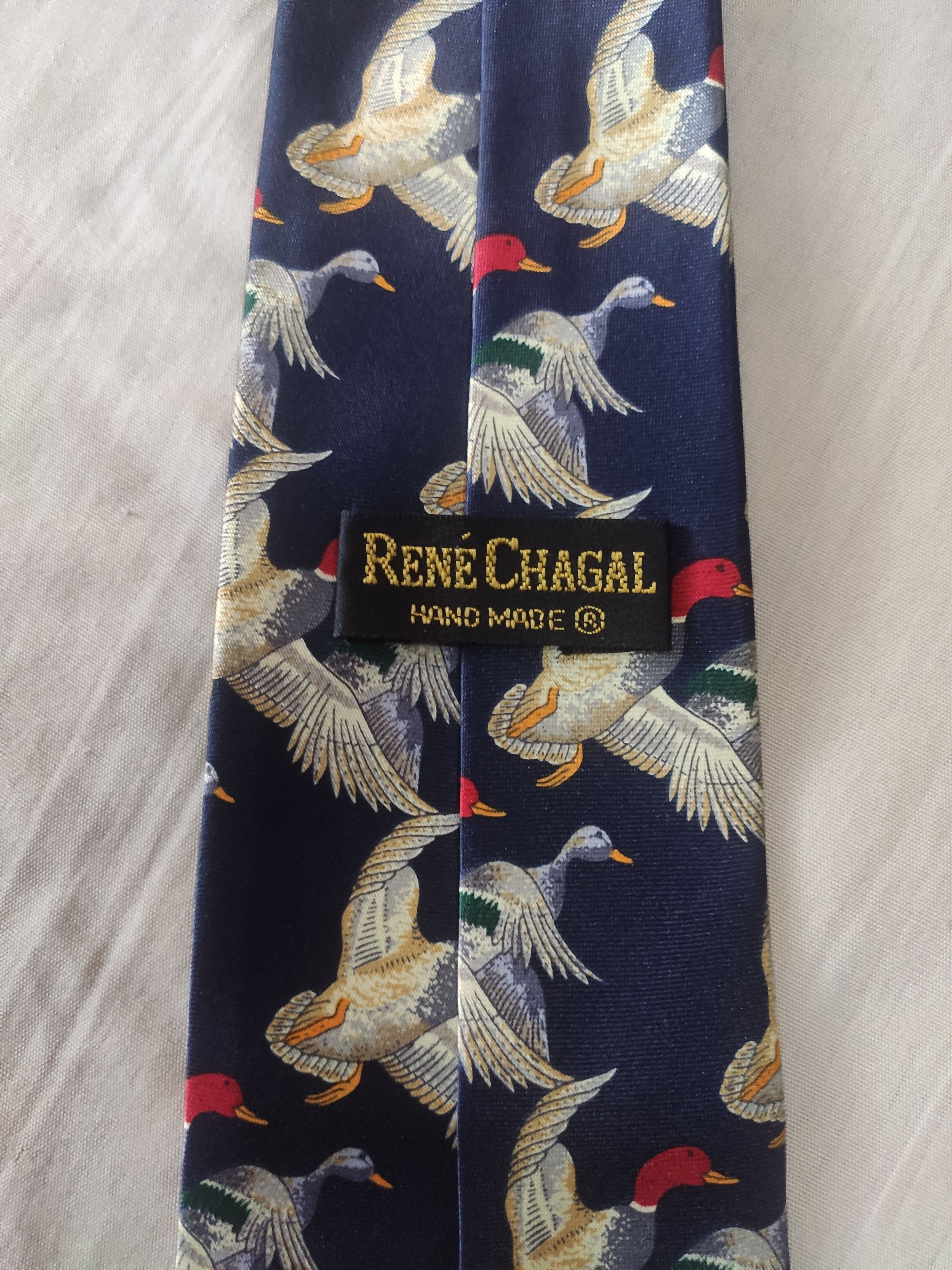 Designer × Vintage RENE CHAGAL Flying Duck's Handmade Necktie / Tie Size ONE SIZE - 4 Thumbnail