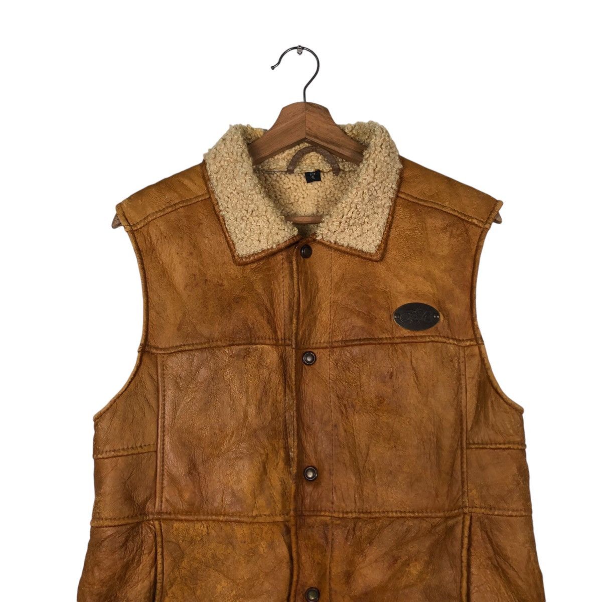 📌Vintage Tank Top Leather Shearling Aotea New Zealand
