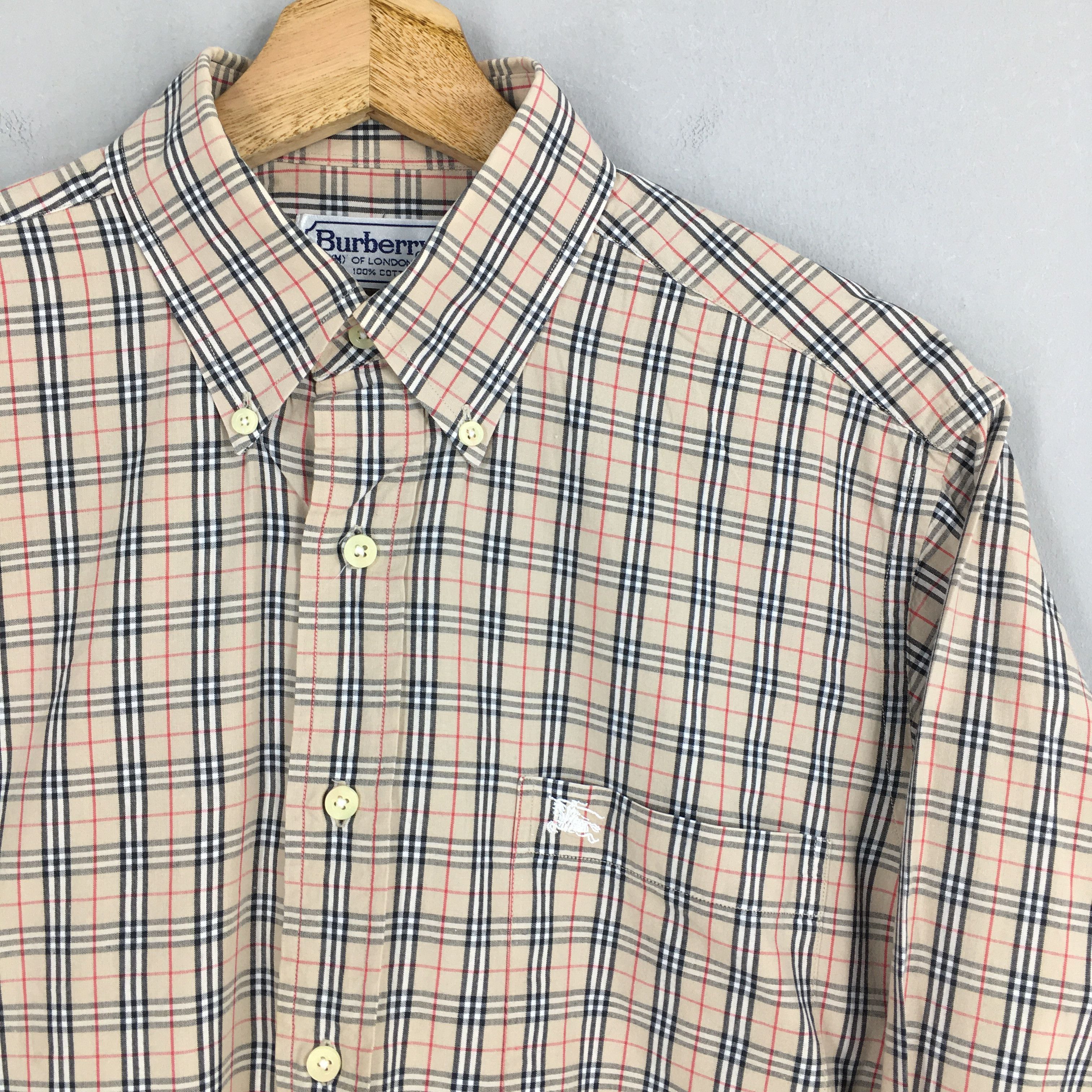 Burberry × Vintage Vintage Burberrys Nova Check Brown Tartan Oxfords Shirt M Size US M / EU 48-50 / 2 - 2 Thumbnail