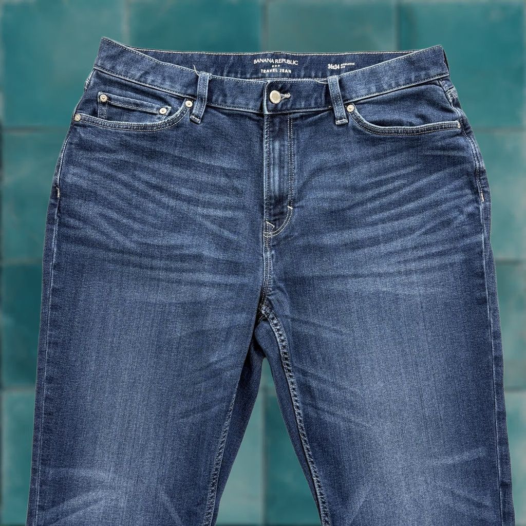 Banana Republic Banana Republic Travel Jeans Mens 36x34 Blue Wash Athletic Tapered Denim Pants Size US 36 / EU 52 - 1 Thumbnail