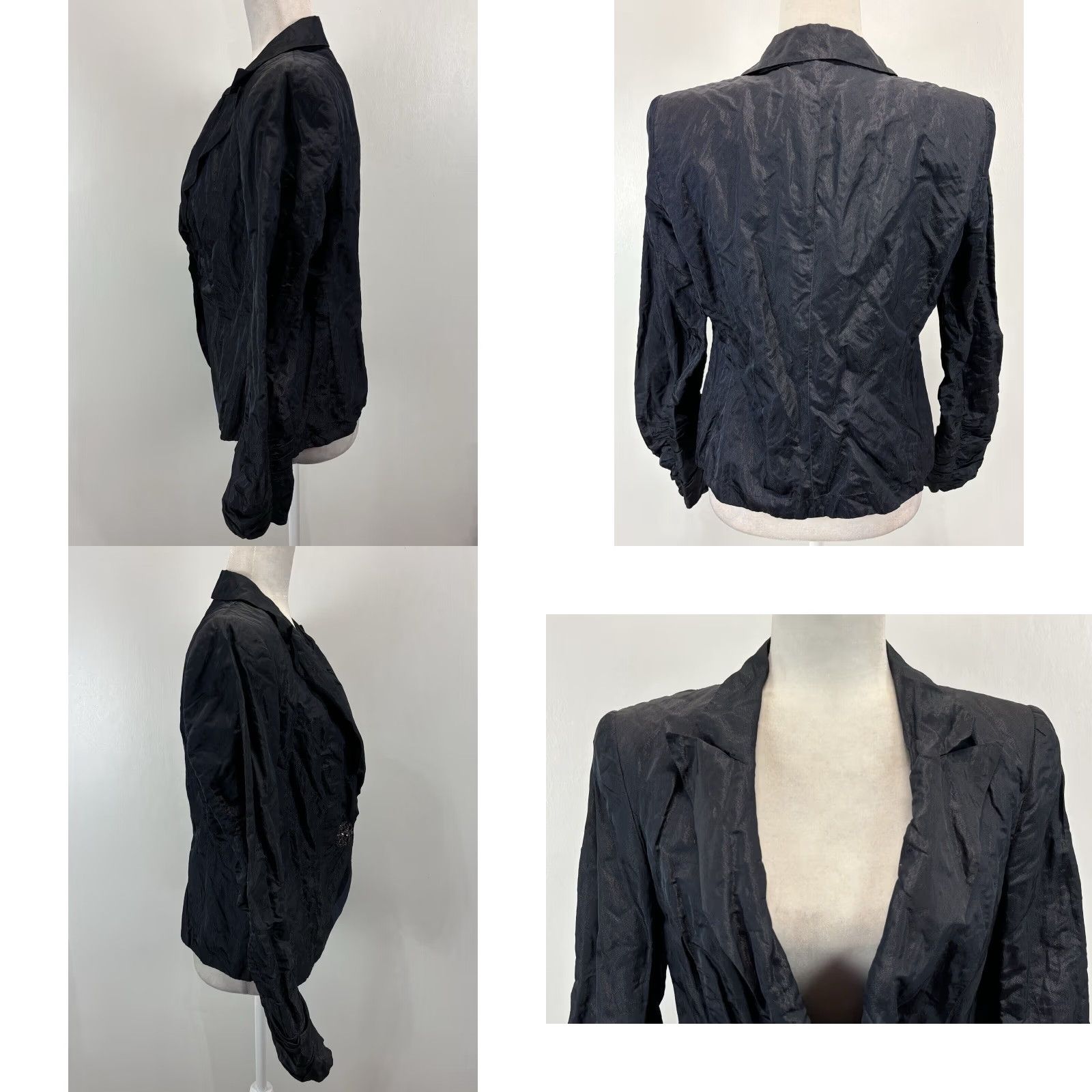 Escada VINTAGE ESCADA Silk Blend Blazer Jacket Adult Womens Very Dark Blue Long Sleeve Size S / US 4 / IT 40 - 2 Thumbnail