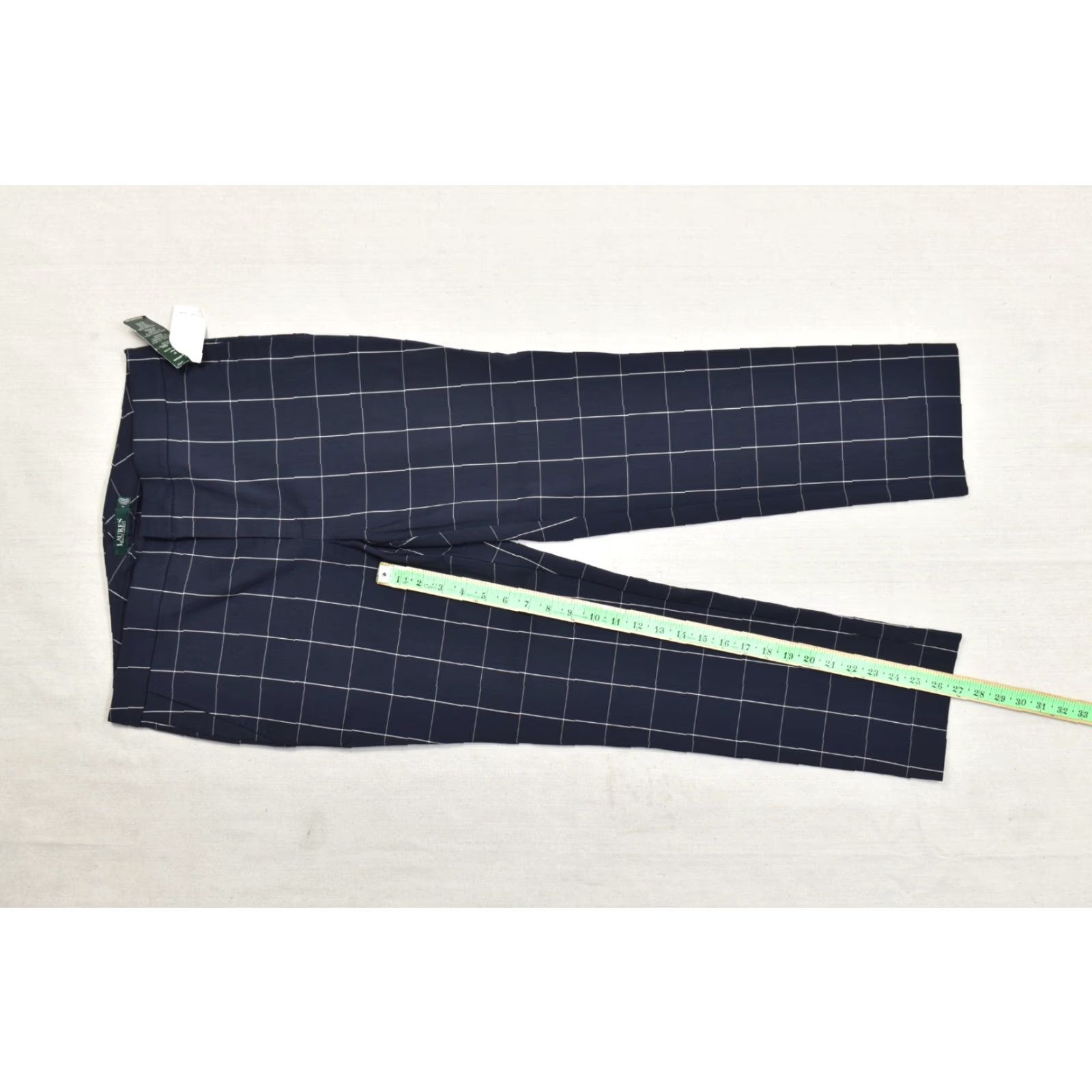 Ralph Lauren Lauren Ralph Lauren Women's 12 Navy Blue Windowpane Plaid Ankle Pants NEW Size 34" / US 12 / IT 48 - 4 Thumbnail